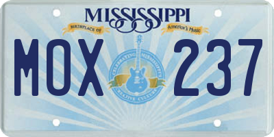 MS license plate MOX237