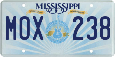 MS license plate MOX238