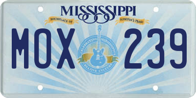 MS license plate MOX239