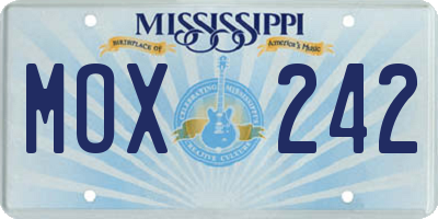 MS license plate MOX242