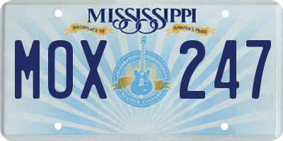 MS license plate MOX247