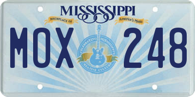 MS license plate MOX248