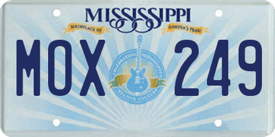 MS license plate MOX249