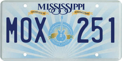 MS license plate MOX251