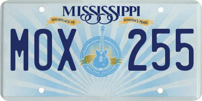 MS license plate MOX255