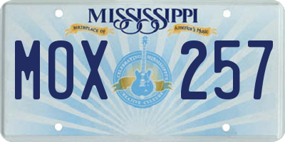 MS license plate MOX257