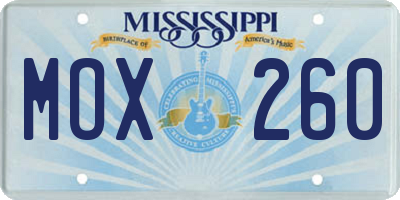 MS license plate MOX260