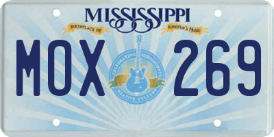 MS license plate MOX269