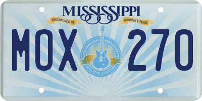 MS license plate MOX270