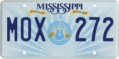 MS license plate MOX272