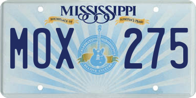 MS license plate MOX275