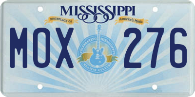 MS license plate MOX276