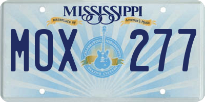 MS license plate MOX277
