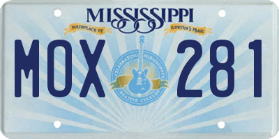 MS license plate MOX281