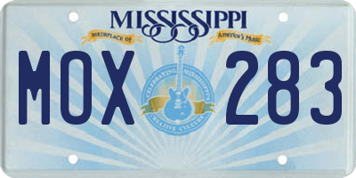 MS license plate MOX283