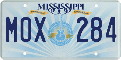 MS license plate MOX284