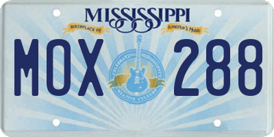 MS license plate MOX288