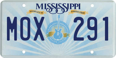 MS license plate MOX291