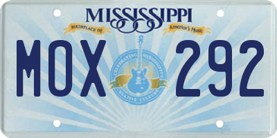 MS license plate MOX292