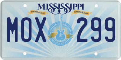 MS license plate MOX299