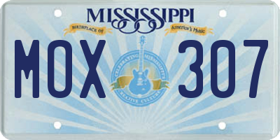 MS license plate MOX307