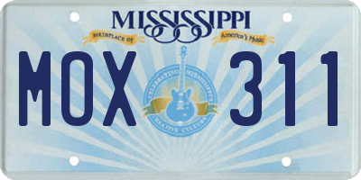 MS license plate MOX311