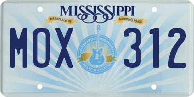 MS license plate MOX312