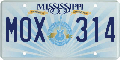 MS license plate MOX314