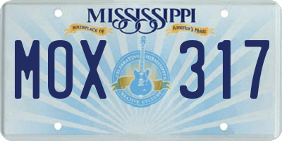 MS license plate MOX317