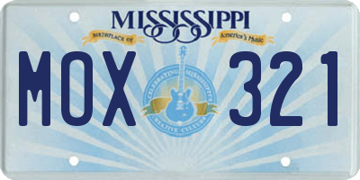 MS license plate MOX321