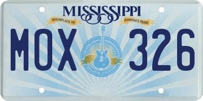 MS license plate MOX326
