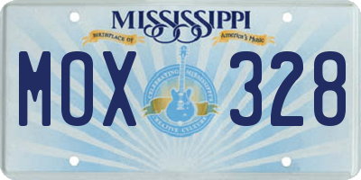 MS license plate MOX328