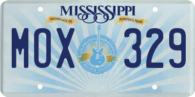MS license plate MOX329