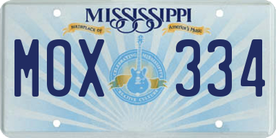 MS license plate MOX334