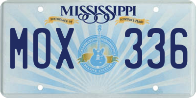 MS license plate MOX336
