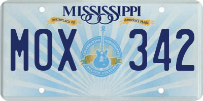 MS license plate MOX342