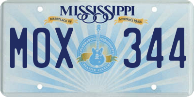 MS license plate MOX344
