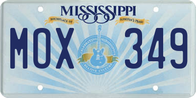 MS license plate MOX349