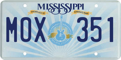 MS license plate MOX351