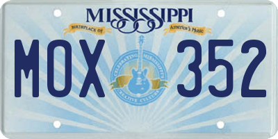 MS license plate MOX352