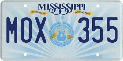 MS license plate MOX355