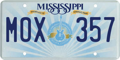MS license plate MOX357