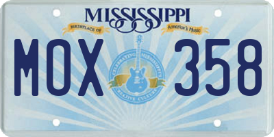 MS license plate MOX358