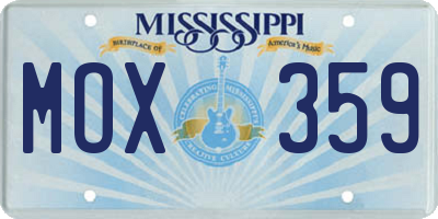 MS license plate MOX359