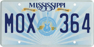 MS license plate MOX364