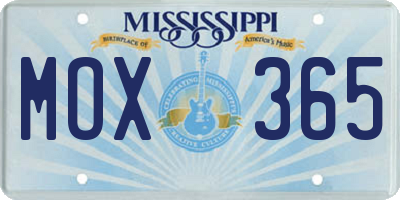 MS license plate MOX365