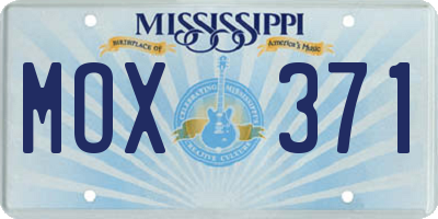MS license plate MOX371