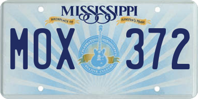 MS license plate MOX372