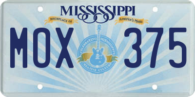 MS license plate MOX375