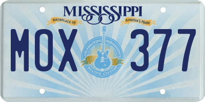 MS license plate MOX377